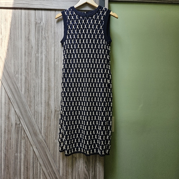 Tory Burch Carolina Crochet Knit Two-Tone Guipure Dress - Picture 11 of 16